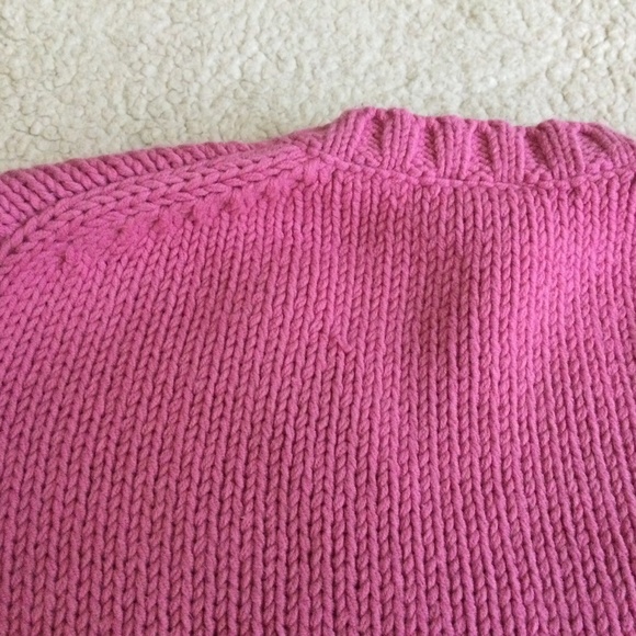 Vintage GAP Y2K Chunky V-Neck Sweater Bright Pink Long Sleeves - Sz Small - Picture 11 of 11